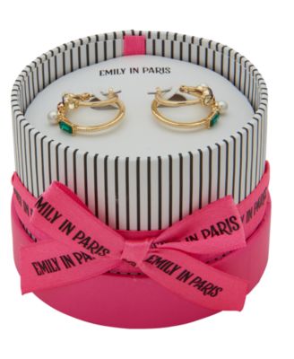 Glass Stone & Cubic Zirconia Gold-Tone Hoop Earrings