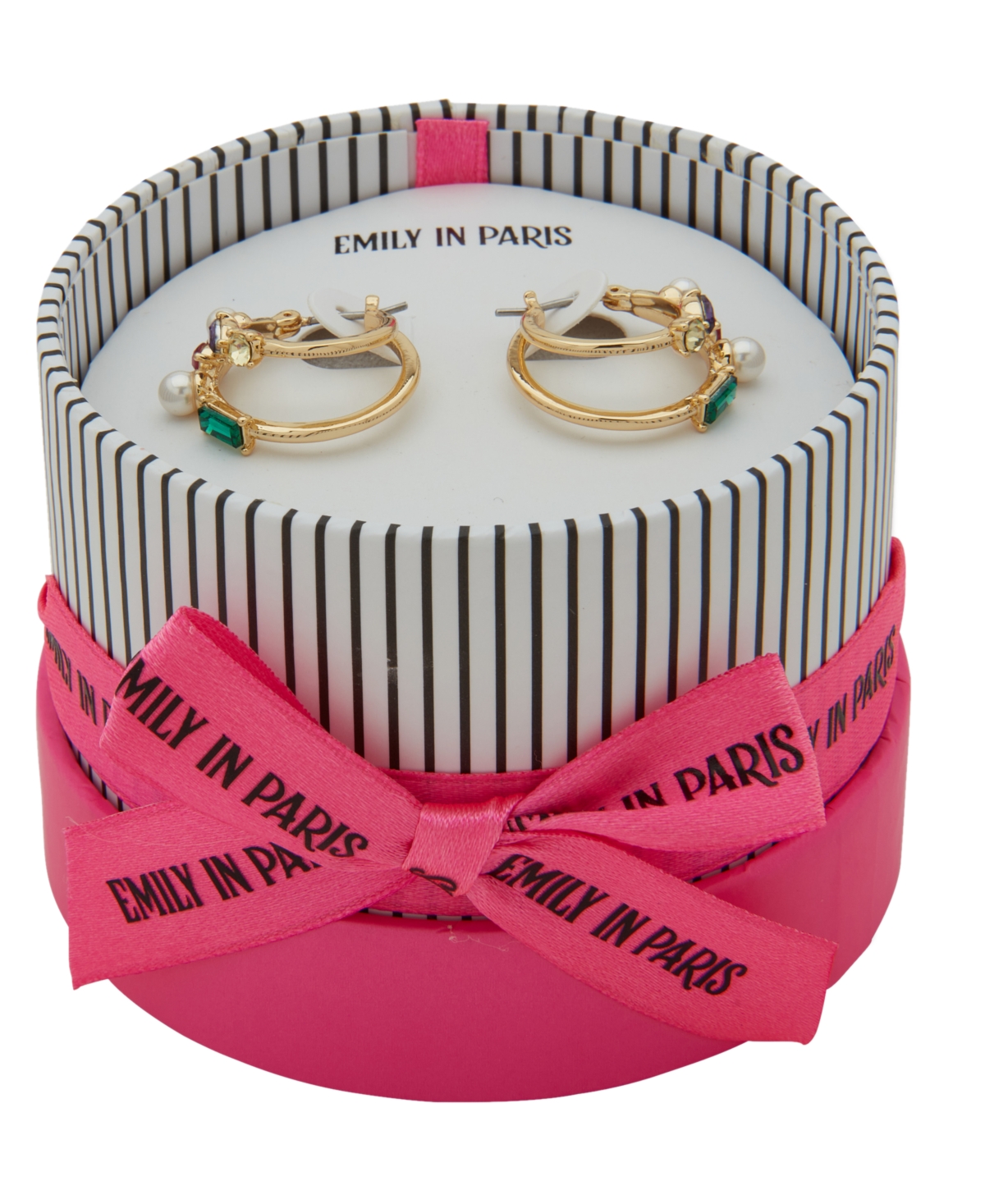 Emily In Paris Glass Stone & Cubic Zirconia Gold-tone Hoop Earrings In Multi