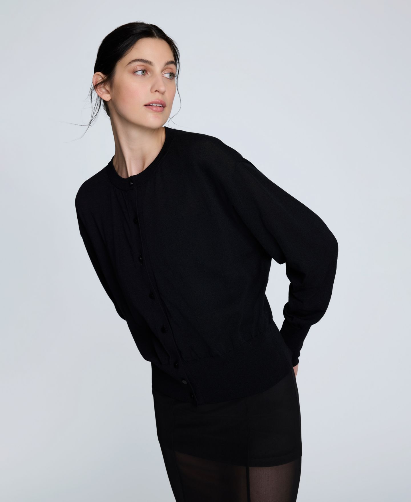 Женский кардиган Kenneth Cole Long Sleeve Button-Front Cardigan, цвет: Чёрный — фото 2