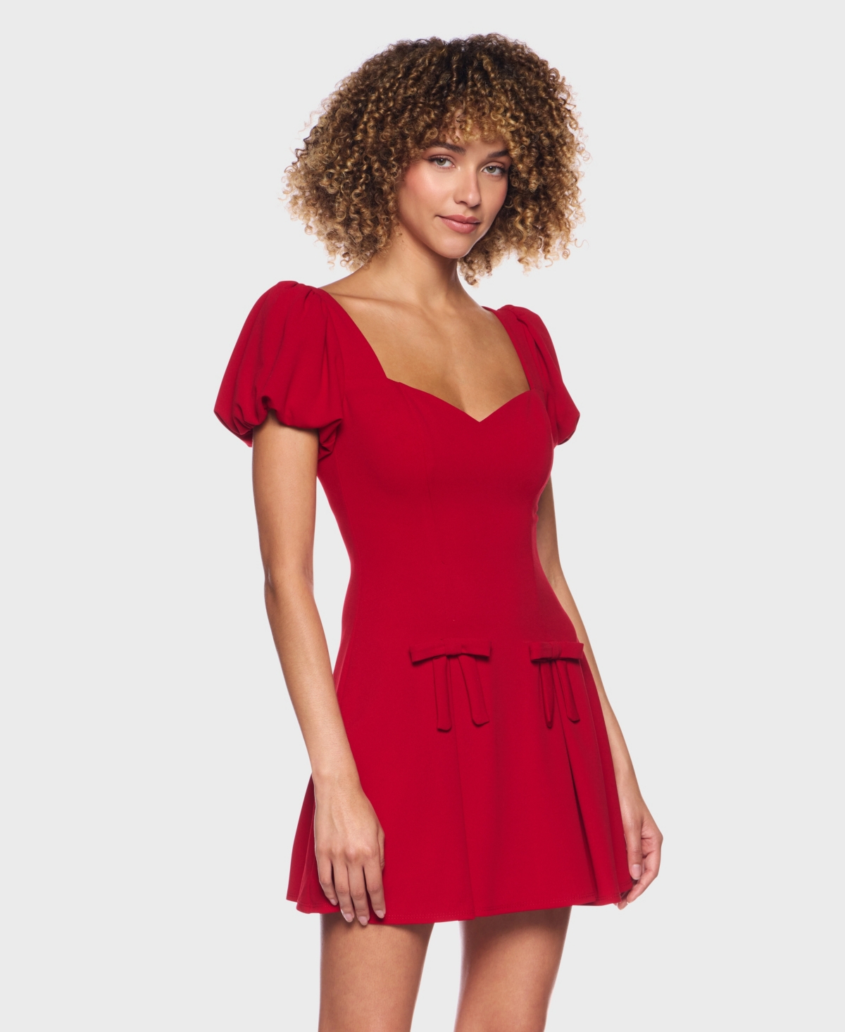 B Darlin Women's Puff Sleeves Fit And Flare Dress In Burgundy