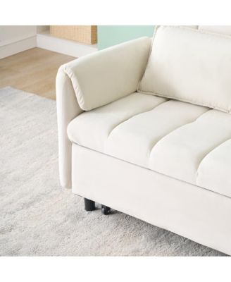 53" Pull-Out Sleeper Loveseat Sofa Bed, Convertible 3-in-1 Velvet Couch with Side Pockets & Back Support for Small Spaces