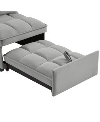 4-in-1 Single Velvet Pull-Out Sleeper Chair Bed with Adjustable Backrest, Side Pocket & Pillow for Small Spaces-Maison Boucle
