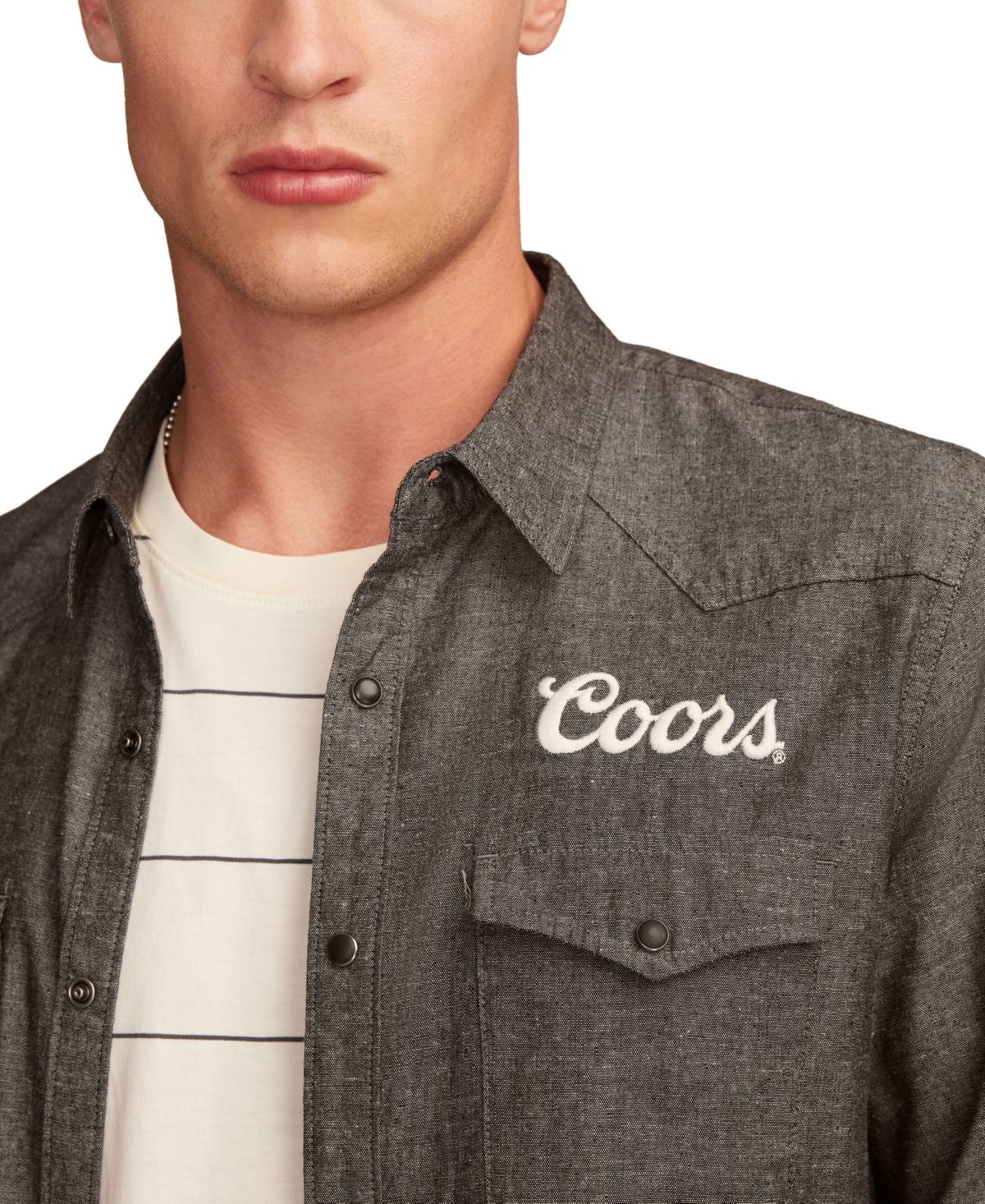 Lucky Brand Men's Coors Rodeo Western Spread Collar Shirt