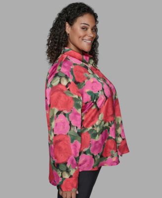 Plus Size Floral Print Long Sleeve Top