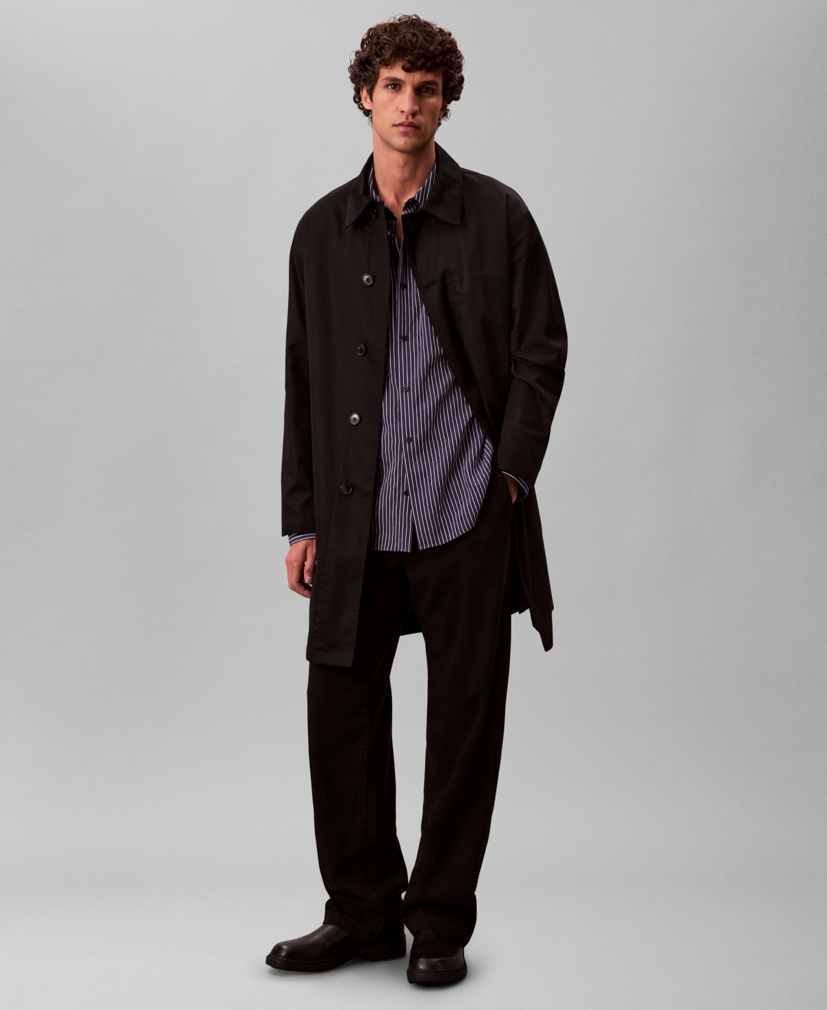 Calvin Klein Men's Thin Striped Long Sleeves Easy Shirt