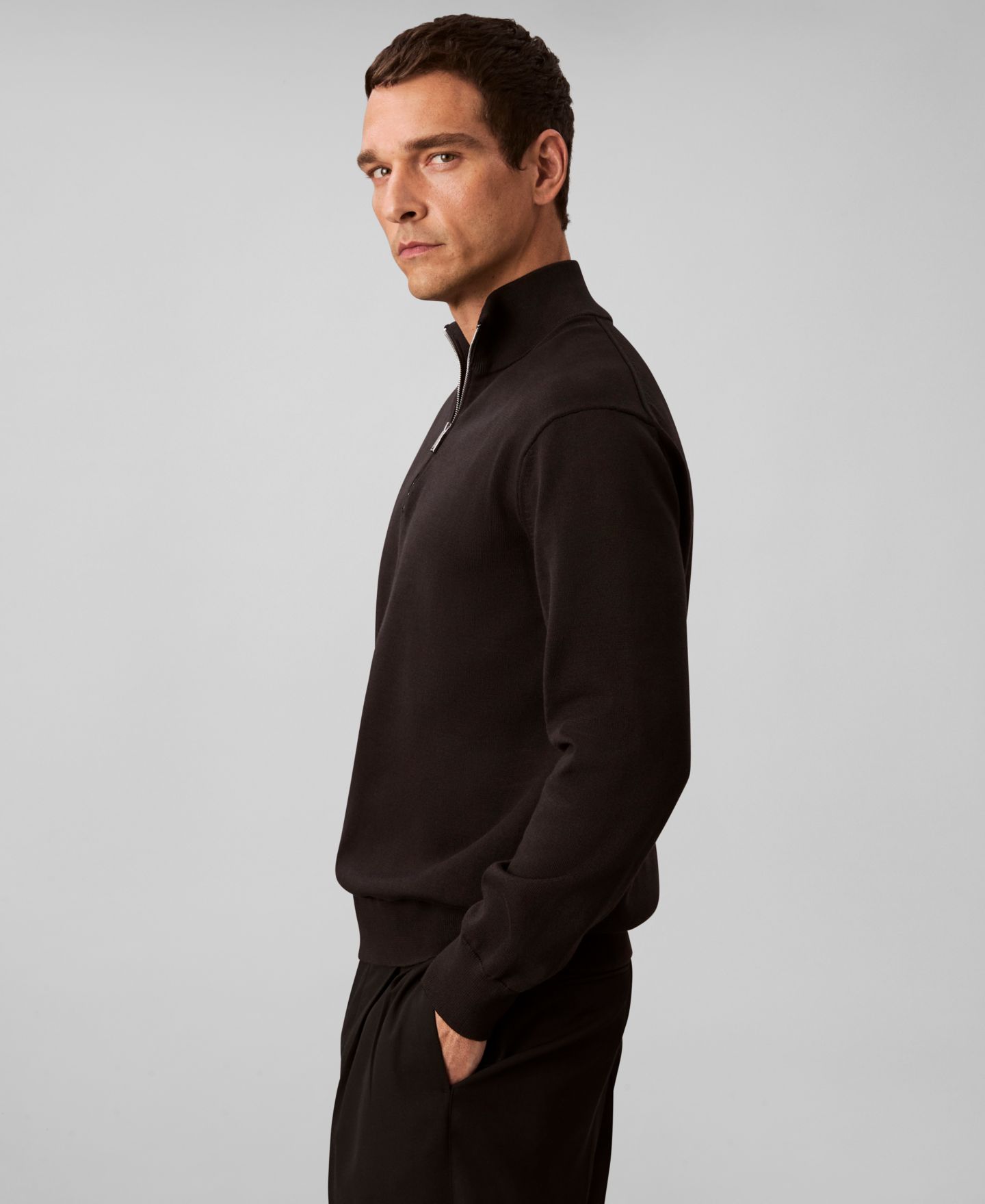 Мужской свитер Calvin Klein Supima Cotton 1/4 Zip, цвет: Чёрный — фото 3