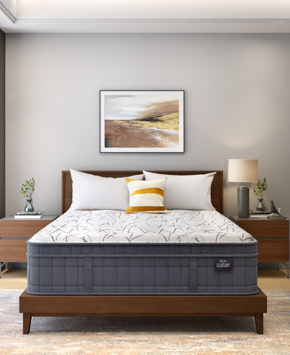 King Koil Luxury By  Solace 15" Plush Hand-tufted Euro Top Mattress, Full, Created For Macy's In Gray