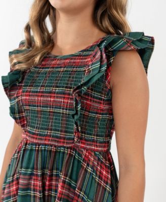 Girls' 7-16 Woven Smocked Sleeveless Bodice Dress