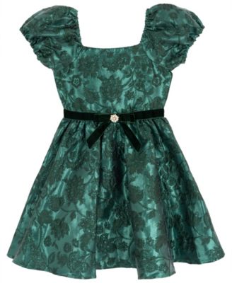 Girls' 7-16 Brocade Puff-Sleeve Dress