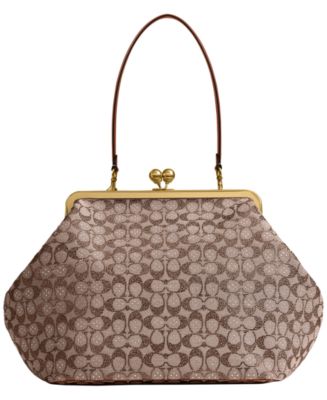 COACH Kisslock Large Crystal Signature Jacquard Frame Bag - Macy's