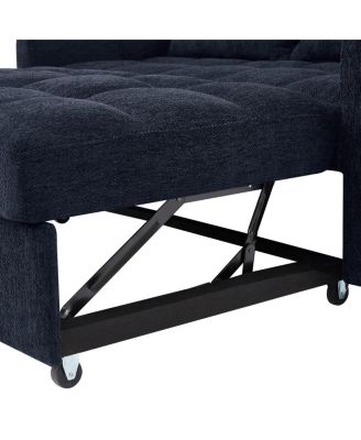 Pull-Out Sleeper Sofa Bed, 52.8'' Tufted Loveseat with Adjustable Backrest, 3 USB Ports & 2 Pillows for Apartment or Guest Room