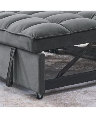 Convertible Velvet Sofa Bed, 54'' Pull-Out Sleeper Loveseat with 3-Position Adjustable Backrest, Side Pockets & Pillows-Maison Boucle