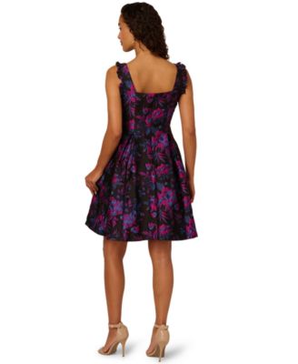 Women's Square Neck Ruffle Sleeve Midi Dress