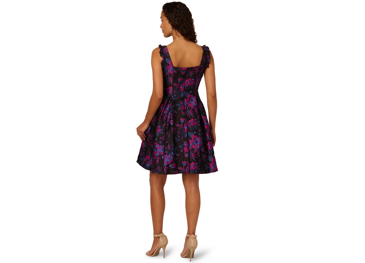 Women's Square Neck Ruffle Sleeve Dress