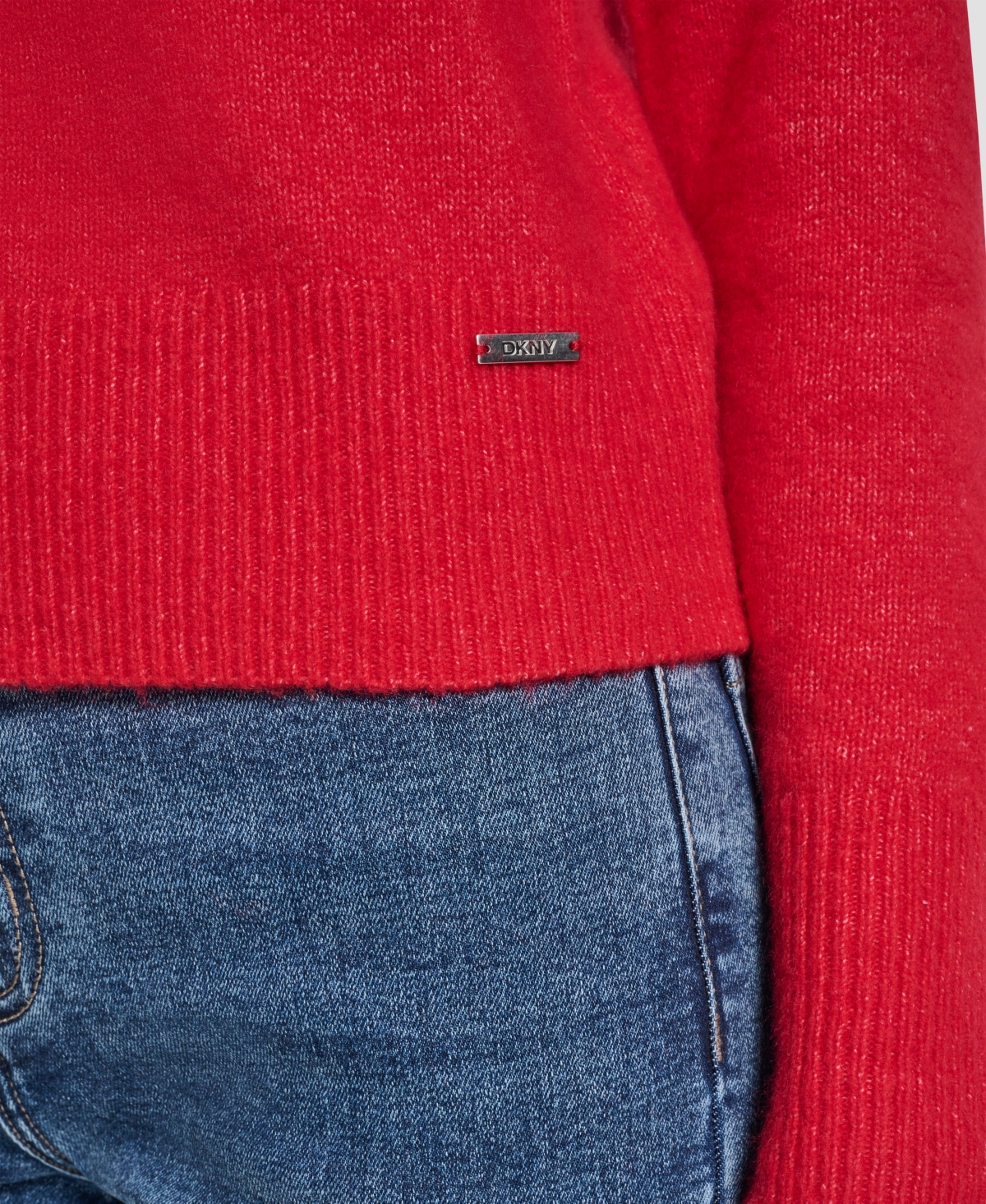 Dkny Jeans Petite Pullover Polo Sweater In Red