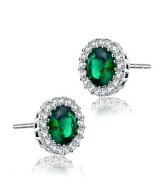 Sterling Silver with Colored Cubic Zirconia Stud Earrings