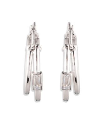 Lauren Ralph Lauren - Split Cubic Zirconia Hoop Sterling Silver Earrings