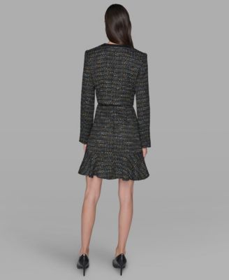Women's Metallic Knit Tweed Crop Jacket