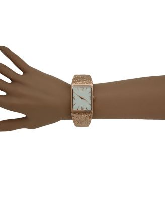 Rose Gold Textured Metallic Bangle Watch