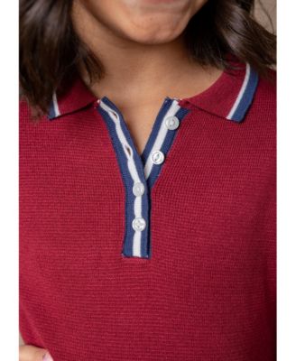 Baby Girls Organic Long Sleeve Collared Henley Sweater Dress