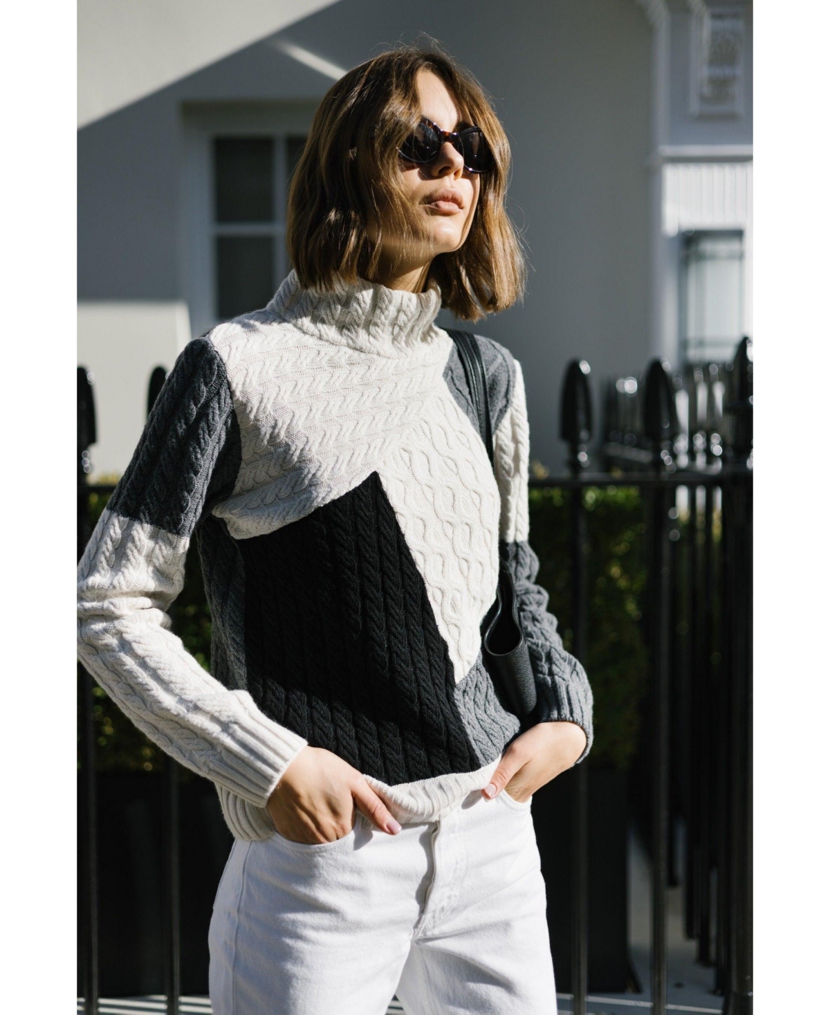 Labeca London Women's Victoria Monochrome Patchwork Cashmere-Blend Sweater