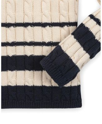 Girls Organic Roll Neck Cable Sweater