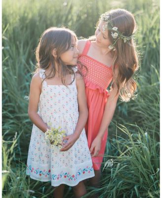 Toddler Girls Sleeveless Bow Strap Border Hem Sundress