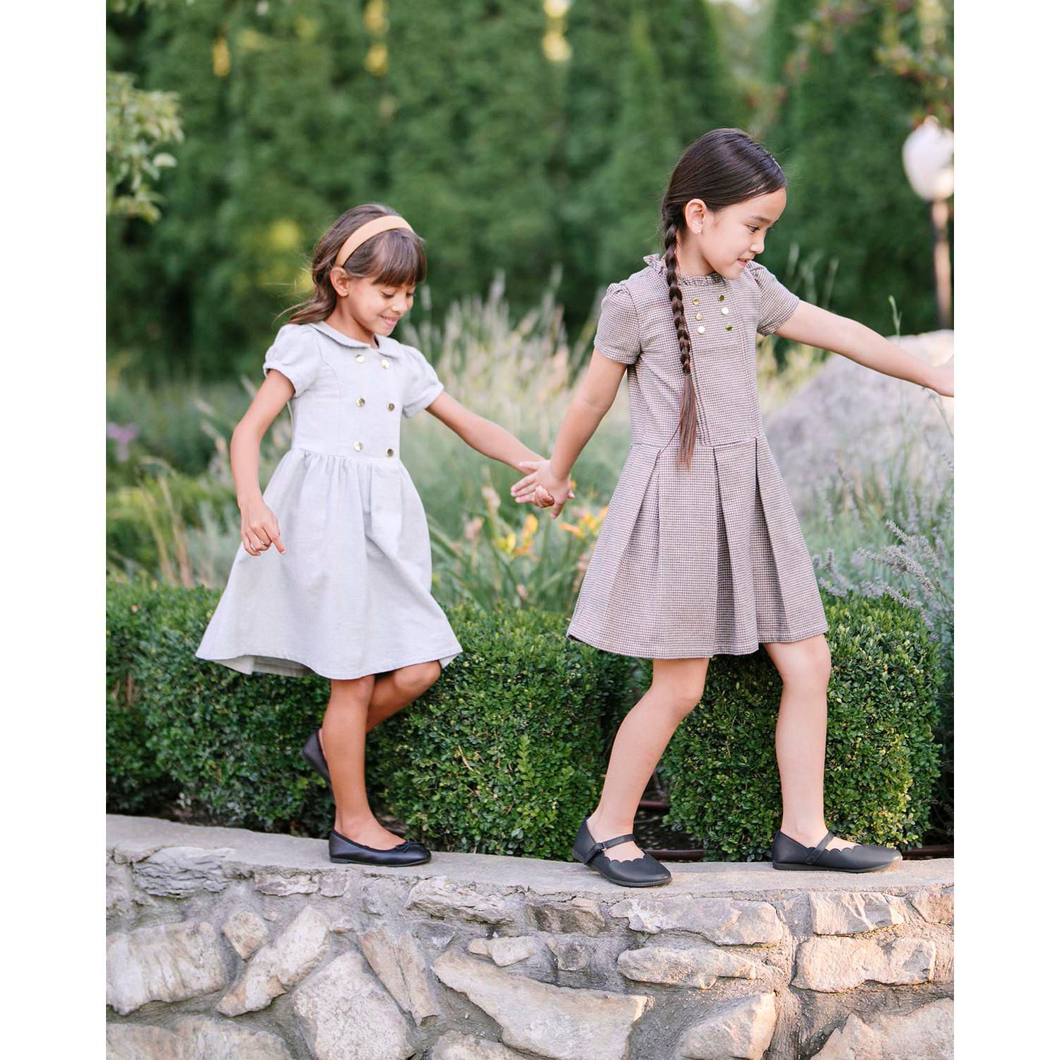 Little Girls Hope and Henry Organic Double Breasted Flannel Dress with Collar