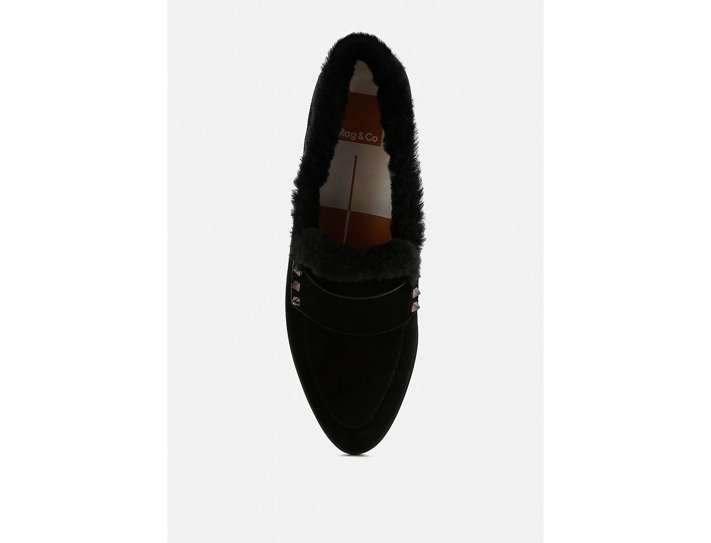 Женские туфли Rag & Co Allie Fur Trim Suede, цвет: Чёрный — фото 4