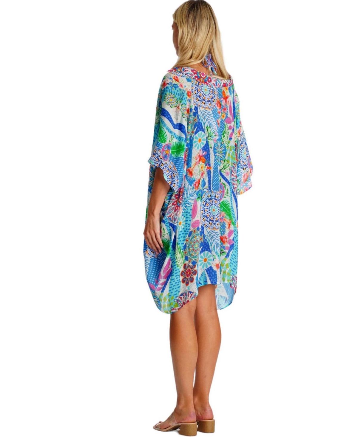 La Moda Clothing Women's Short Asymmetrical Kaftan Dress