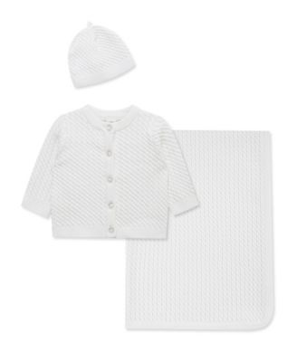 Little Me - Baby Boys and Girls 3-Piece Cardigan, Blanket and Hat Gift Set