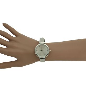 Silver Shiny Face Textured Bangle Watch