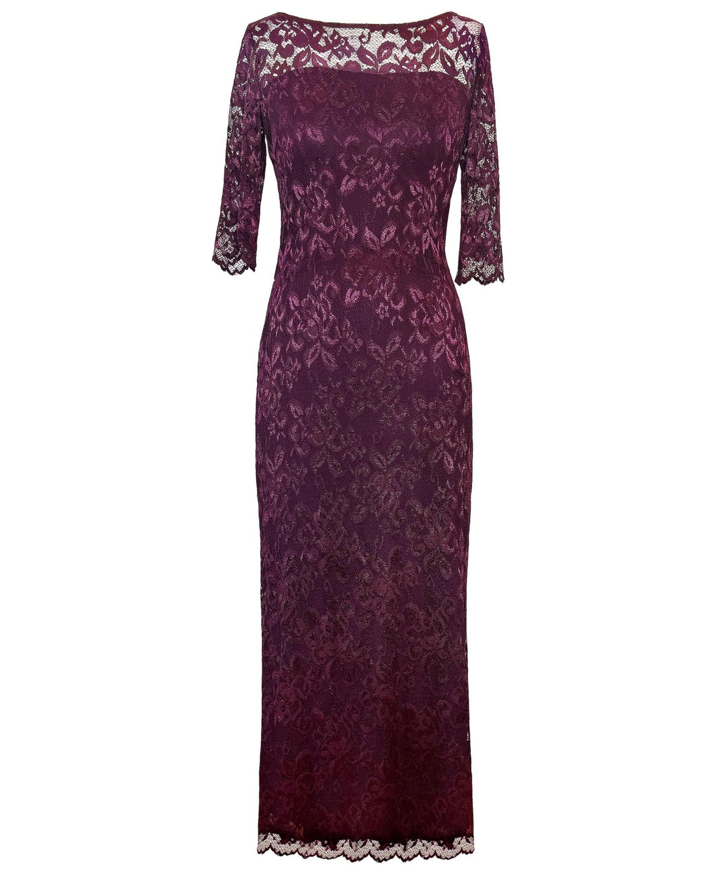 Женское платье Alie Street London Lila 3/4 Sleeve Lace Maxi Gown, цвет: Бордово-красный — фото 2
