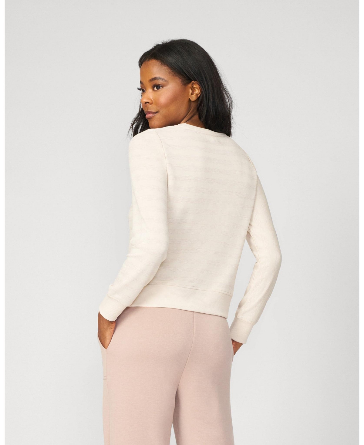Cable & Gauge Women's Crewneck Tonal Stripe Pullover Sweatshirt