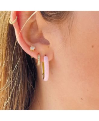Oval Pink Enamel Hoops