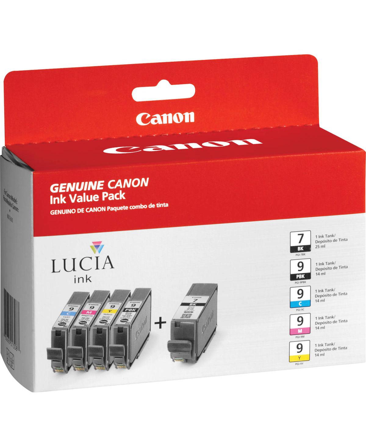 Canon Pgi-9 / Pgi-7 5-Color Multi Pack Inkjet Inks, Combo/Value Pack for iX7000, MX7600 Pixma Series Printers