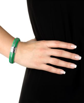 Green Jadeite Dyed Color Bangle Bracelet in Sterling Silver