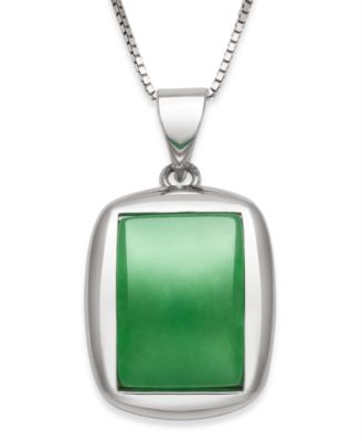 Macy's - Dyed Green Jadeite Box Chain Necklace in Sterling Silver