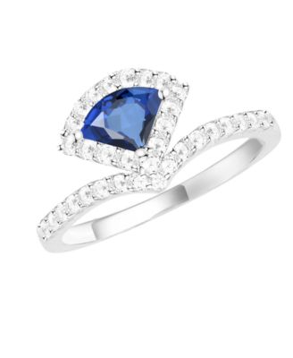 Macy's - Lab-Grown Sapphire (5/8 ct. t.w.) and Lab-Grown White Sapphire (3/8 ct. t.w.) Ring in Sterling Silver