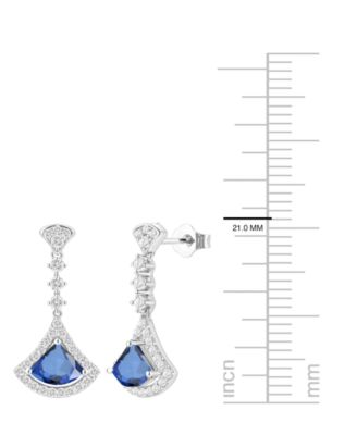 Lab-Grown Sapphire (1-1/4 ct. t.w.) and Lab-Grown White Sapphire (1-1/2 ct. t.w.) Drop Earrings in Sterling Silver (Also Available in Emerald & Ruby)
