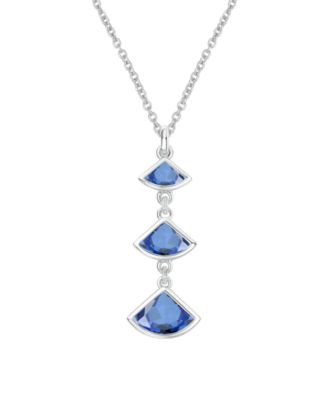 Macy's - Lab-Grown Sapphire Pendant Necklace (1-1/5 ct. t.w.) in Sterling Silver