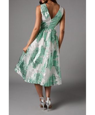 Women's Jacquard Fit And Flare Midi Dress