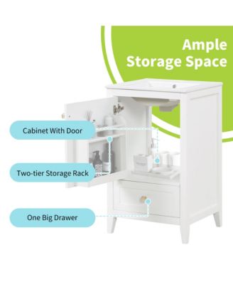 20" Bathroom Vanity with Sink, Soft Closing Door, Storage Rack and One Drawer, Bathroom Cabinet