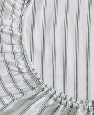 Printed Cotton Percale Contrast Hem 4 Pc. Sheet Set, Full