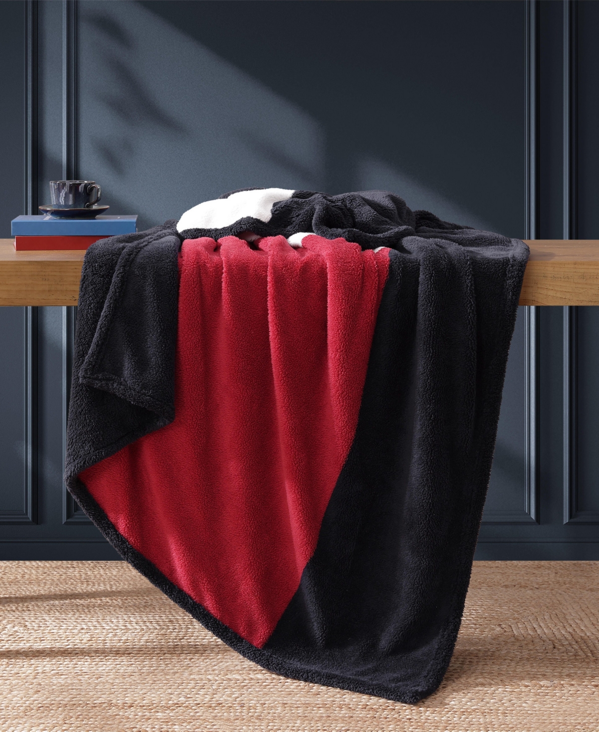 Tommy Hilfiger Iconic Flag Sherpa Throw Blanket, 70" X 50" In Multi