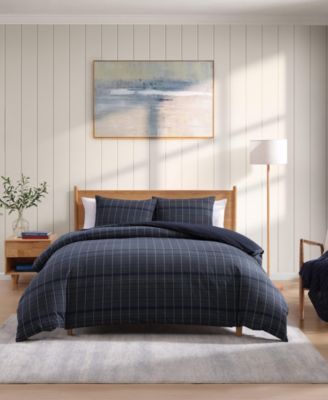 Tommy Hilfiger Cold Spring Yarn Dyed Cotton Blend Duvet Cover Set In Blue