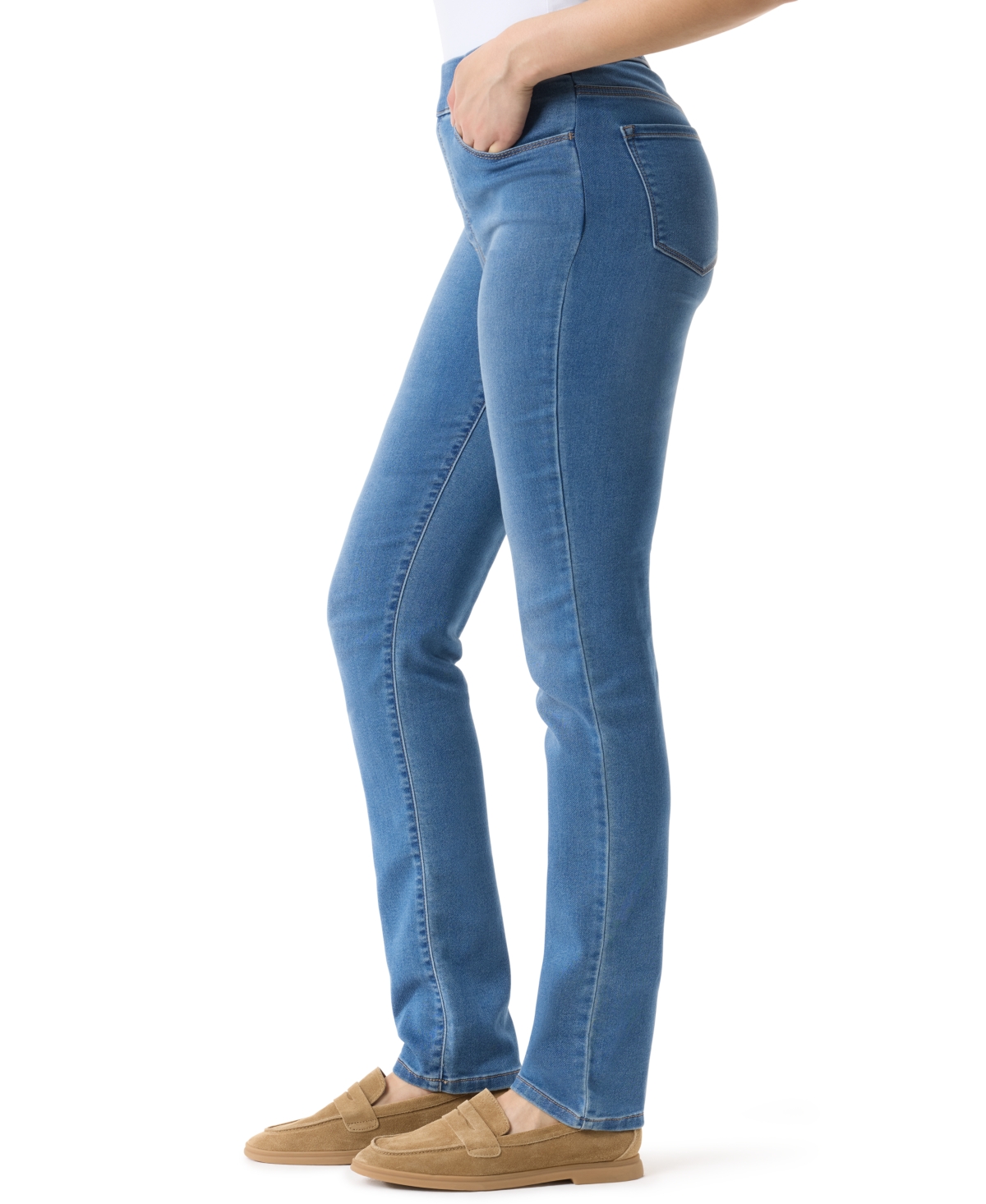 Gloria Vanderbilt Petite Amanda Pull-on Jeans In Blue