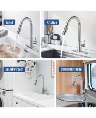 304 Stainless Steel 360° Rotation and Dual Water Modes Pull-Down Kitchen Faucet