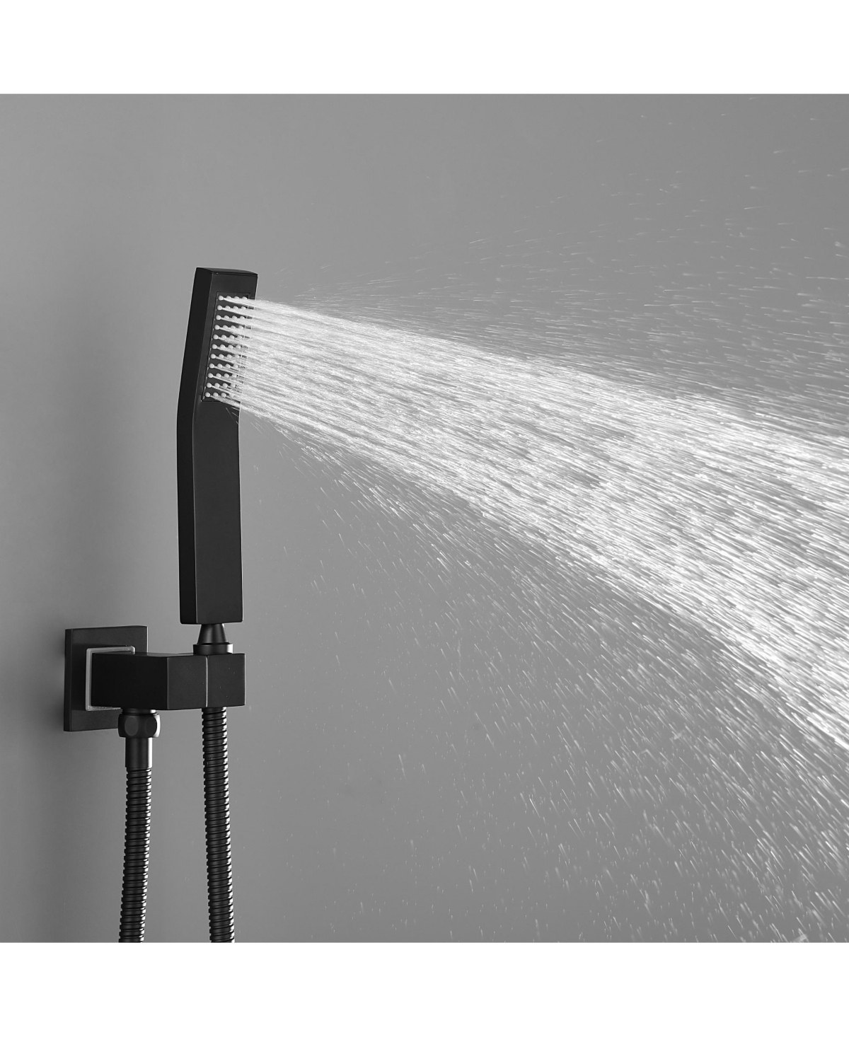 Rainsken 10 inch Shower Head Bathroom Luxury Rain Mixer Shower Complete Combo Set Wall Mounted (Matte Black)