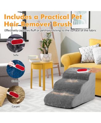 3-Tier Foam Dog Ramp Non-Slip Dog Steps Soft Pet Stairs Ladder for High Sofa